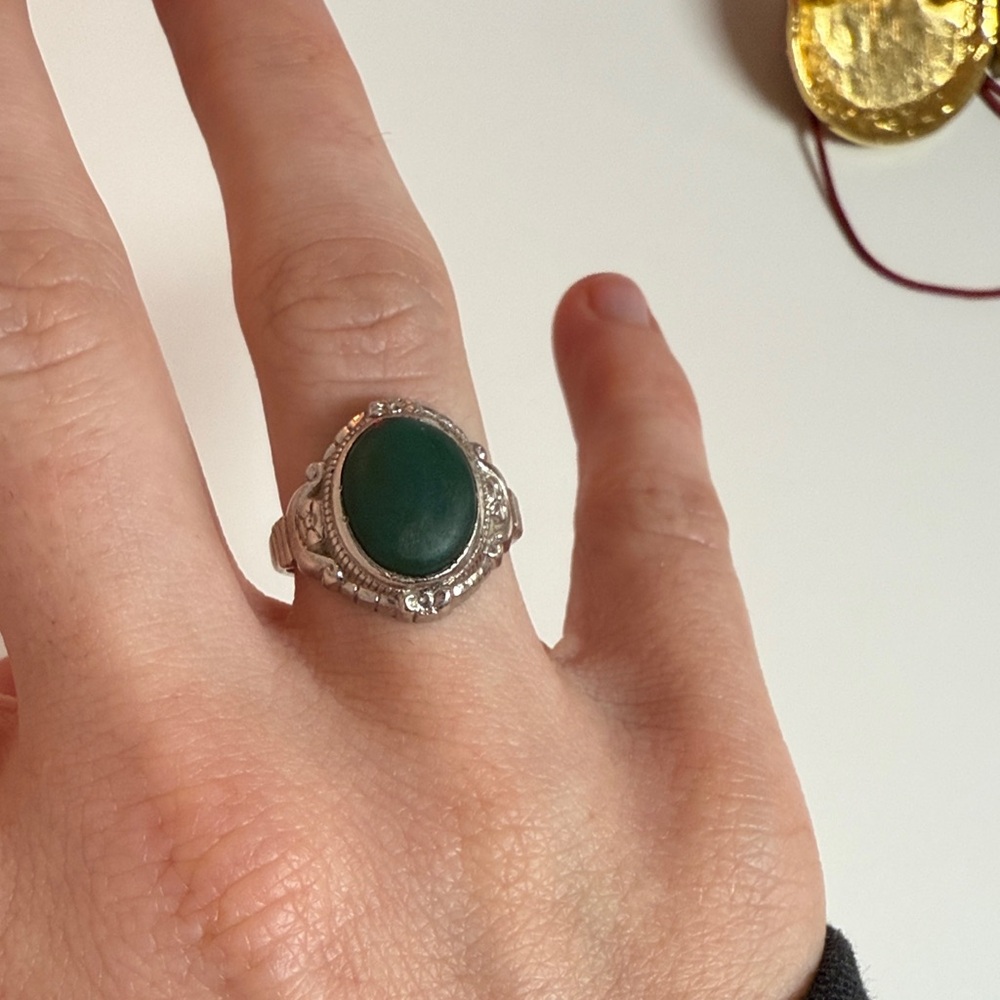 Vintage Sterling Silver (marked) Green stone